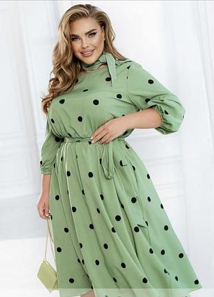 Женственное платье миди в гороховый принт, разные цвета