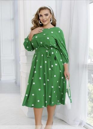 Женственное платье миди в гороховый принт, разные цвета