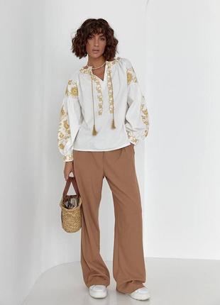 Колоритная блуза вышиванка, рубашка этно с вышивкой, женская вышиванка2 фото