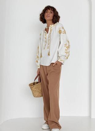 Колоритная блуза вышиванка, рубашка этно с вышивкой, женская вышиванка5 фото
