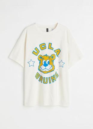 Бежевая хлопковая футболка h&m