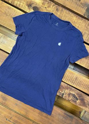 Женская хлопковая футболка apple (эпл срр идеал оригинал сине-белая)