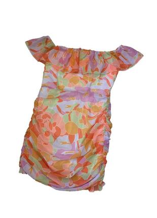 Платье мини мультиколор цветное, драпировка, летнее5 фото
