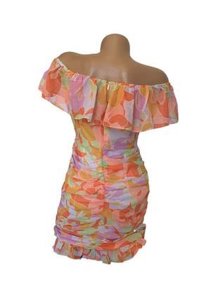 Платье мини мультиколор цветное, драпировка, летнее4 фото