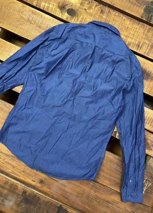 Мужская хлопковая рубашка в горошек oodji (оджи мрр идеал оригинал сине-голубая)2 фото