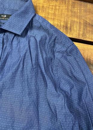 Мужская хлопковая рубашка в горошек oodji (оджи мрр идеал оригинал сине-голубая)6 фото
