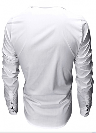 Рубашка приталенная белая с длинными рукавами2 фото