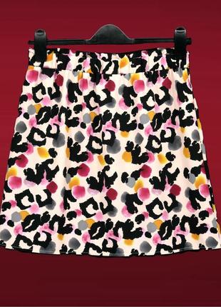 Брендовая юбка мини "george" с цветным принтом. размер uk10/eur38.2 фото