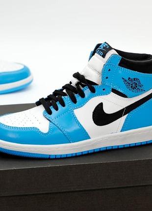 Женские кроссовки nike air jordan 1 high blue white black 36-37-38-39-40-414 фото