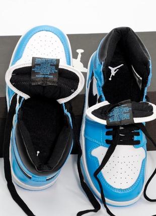 Женские кроссовки nike air jordan 1 high blue white black 36-37-38-39-40-419 фото
