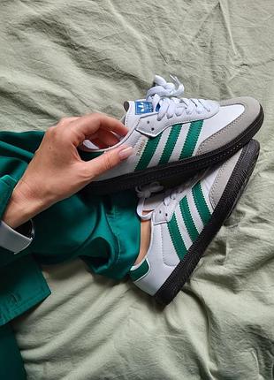Женские кроссовки adidas samba white green