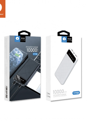 Павер банк wuw y110 2usb+micro+type-c lcd (10000mah) белый/черный