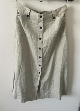 Юбка льняная на пуговицах