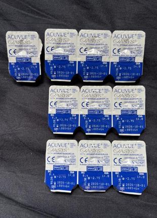 2-тижневі контактні лінзи acuvue oasys with hydraclear plus (d: -2.75)2 фото