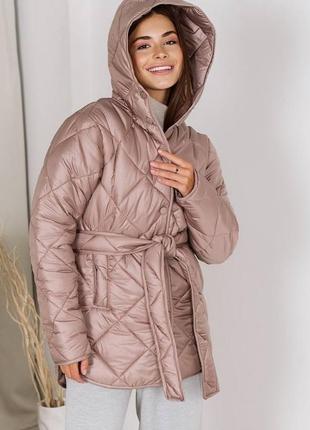 Куртка демисезонна з капюшоном стьобана ромб