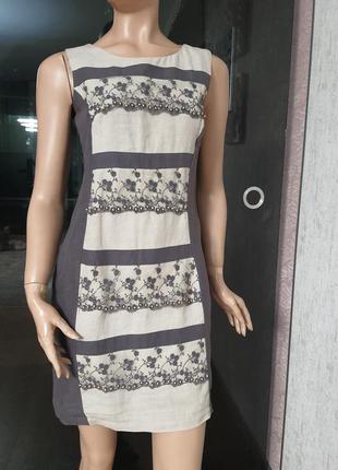 Сукня льон g&c туреччина мереживо платье льянное1 фото
