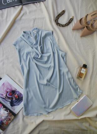 Атласная блуза нежно-голубая от river island1 фото