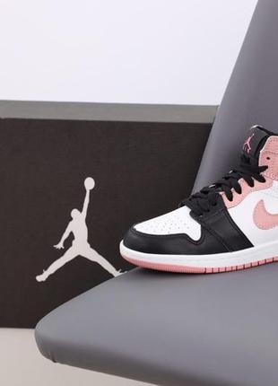 Женские кроссовки nike air jordan 1 high pink white black 37-38-39-403 фото