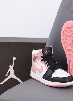 Женские кроссовки nike air jordan 1 high pink white black 37-38-39-407 фото