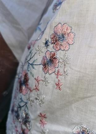 Ніжна з вишивкою туніка котон бавовна квіти з люрексом сітка ideas pret в етно індійському стилі4 фото