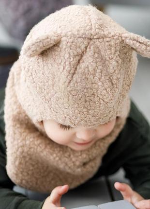 Теплый детский шлем с ушками, зимний шлем, шлем шапка на зиму, красивый шлем ушки3 фото