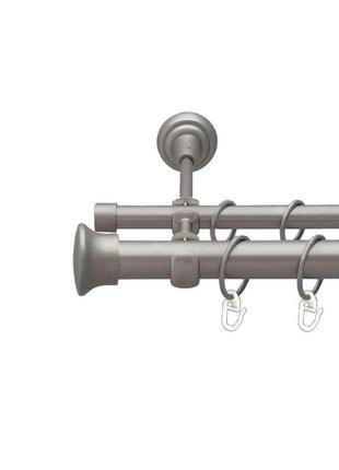 Карниз для штор orvit дуо металевий дворядний гладка труба кільце металеве сатин 25\19 мм 300 см
