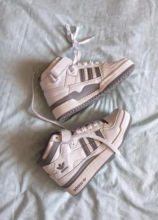 Adidas forum high  •white grey•5 фото