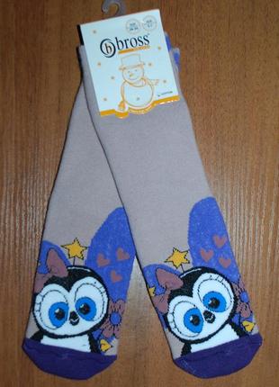 Теплі махрові шкарпетки 5-7, 7-9 bross бросс пінгвін1 фото