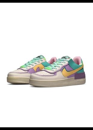 Nike air force 1 shadow turquoise yellow1 фото