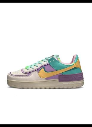 Nike air force 1 shadow turquoise yellow5 фото