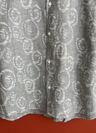 Primo emporio italy оригинал мужская лёгкая летняя льняная рубашка сорочка без воротника стойка разм3 фото