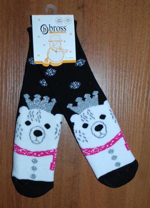 Теплі махрові шкарпетки 3-5, 5-7 bross бросс ведмедик корона1 фото