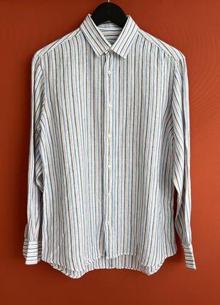 Dea positano italy оригинал мужская лёгкая летняя льняная рубашка сорочка размер m б у
