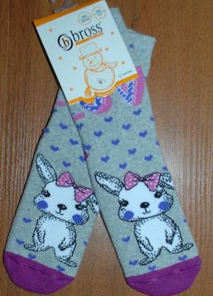Теплі махрові шкарпетки 3-5, 5-7 bross бросс зайчик кролик сердечки1 фото