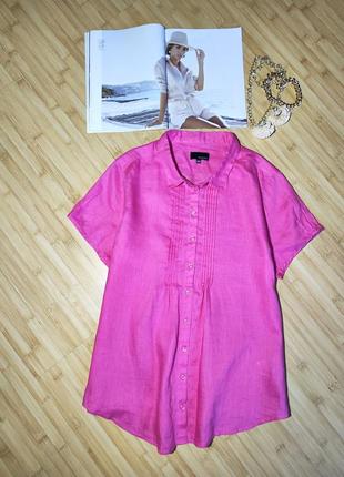 Andrea💓 красивая розовая рубашка из 100% льна