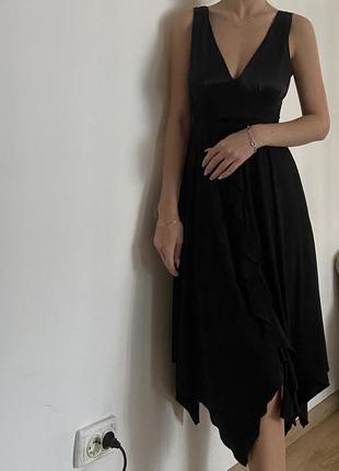 Платье асимметричное черное3 фото