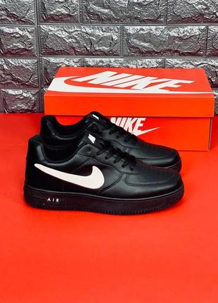 Nike air force low кросівки підліткові чорні з білими емблемами 36-40