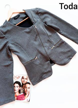 Женский серый пиджак на молнии от бренда today