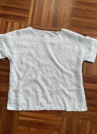 Лляна дизайнерска нова блуза футболка 120% lino xs-s італія1 фото