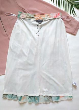 Плиссированная юбка миди пастельный акварельный цветочный принт, плиссе, на подкладке7 фото