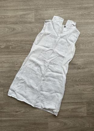 Белоснежное льняное легкое натура платье с вышивкой made in italy 40/l4 фото