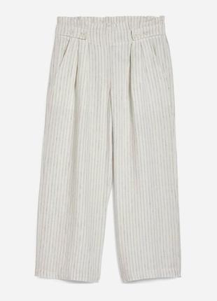Льняные брюки белые, светлые кьюлоты в полоску c&amp;a1 фото