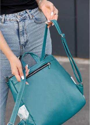 Женский рюкзак-сумка sambag trinity мурена с принтом «palm»7 фото