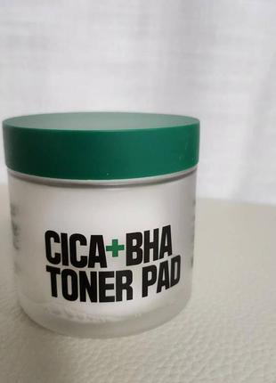 Тонер-педи с центеллой и bha-кислотой w.skin laboratory cica plus bha toner pad, 70 шт1 фото