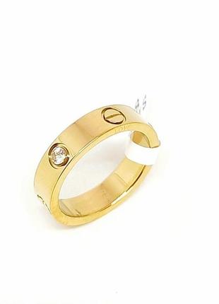 Кільце карт'є, з камінчиками, в стилі cartier love, медсталь, позолота