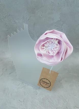 Брошь цветок роза на шею роза бледно розовая (пудровая), 7 см5 фото