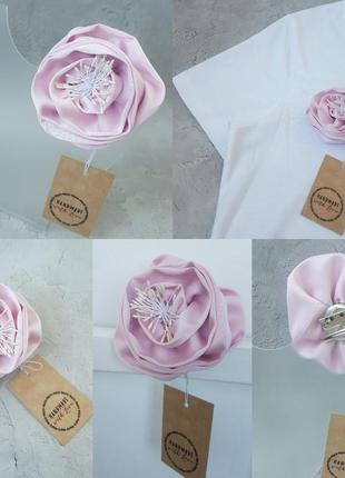 Брошь цветок роза на шею роза бледно розовая (пудровая), 7 см2 фото