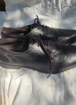 Классические кожаные туфли тамарис броги3 фото