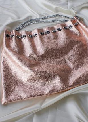 Брендовая сумка ручки цепи розовое золото от asos4 фото