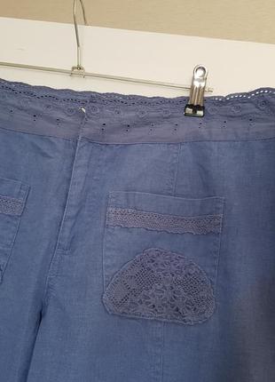 Оригинальные брюки с льном с гипюром george3 фото